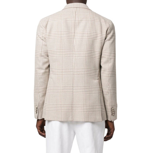 Giacca Uomo monopetto con motivo tartan Bianco beige TAGLIATORE- Francavilla Moda